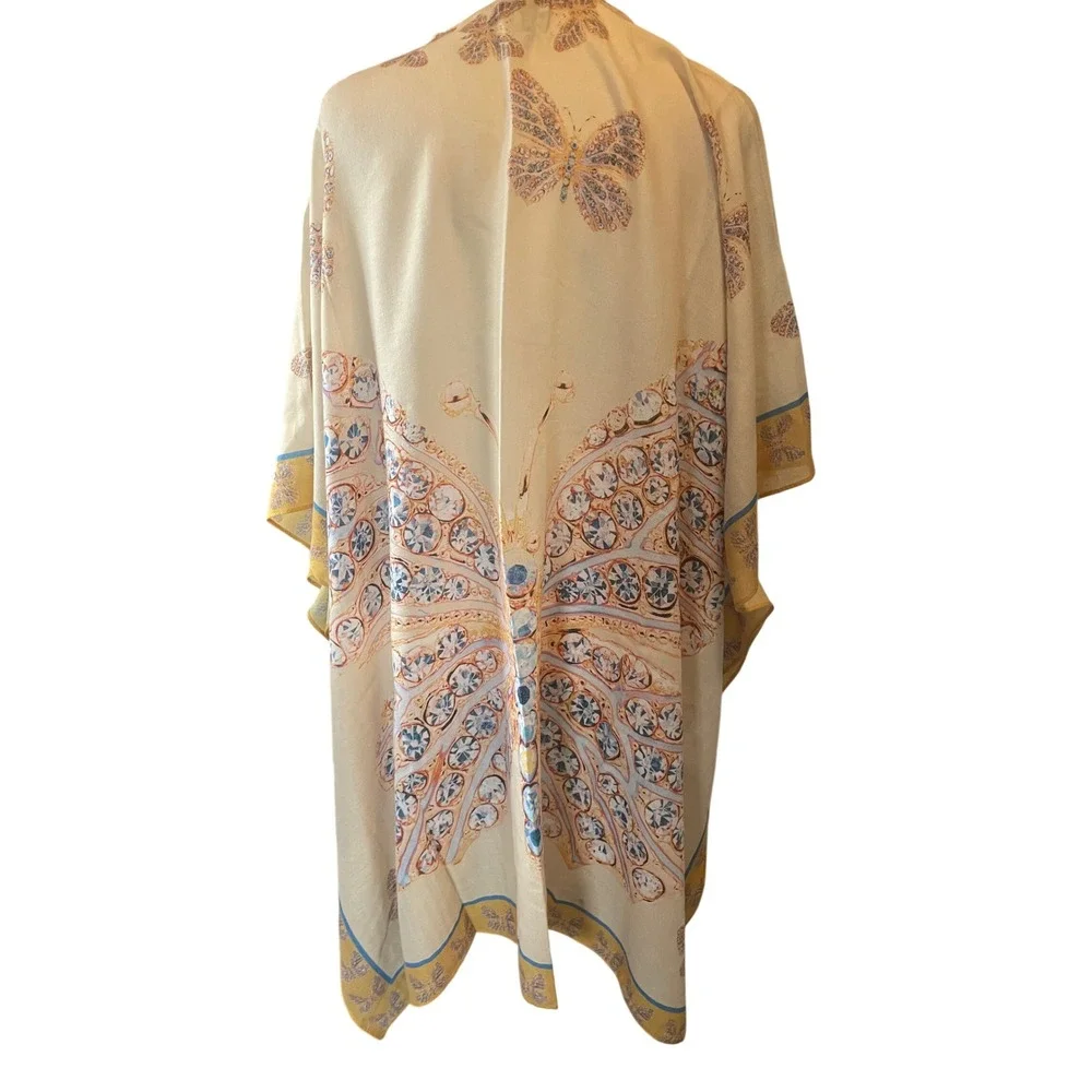 JC Sunny Womens Boho Artsy Paisley Butterfly‎ Lightweight Kimono OS Hippie Open